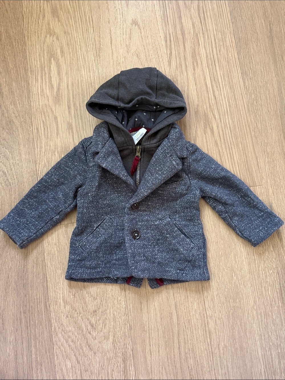 OshKosh B'gosh Toddler Hooded Coat - Charcoal Size 12 Months